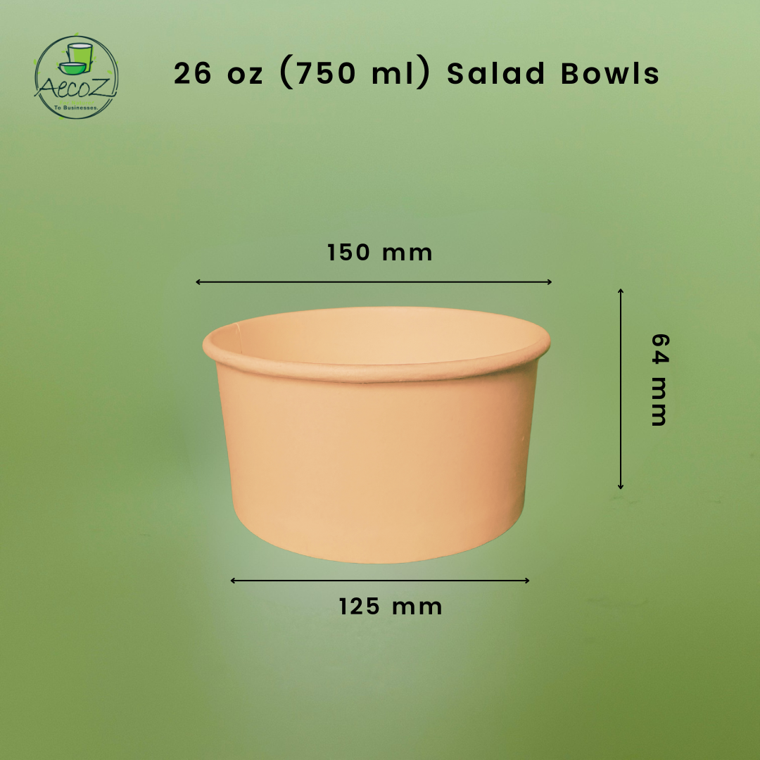 26 oz (750ml ) Kraft Salad Bowls - Box 26 oz (750ml ) Kraft Salad Bowls - Box