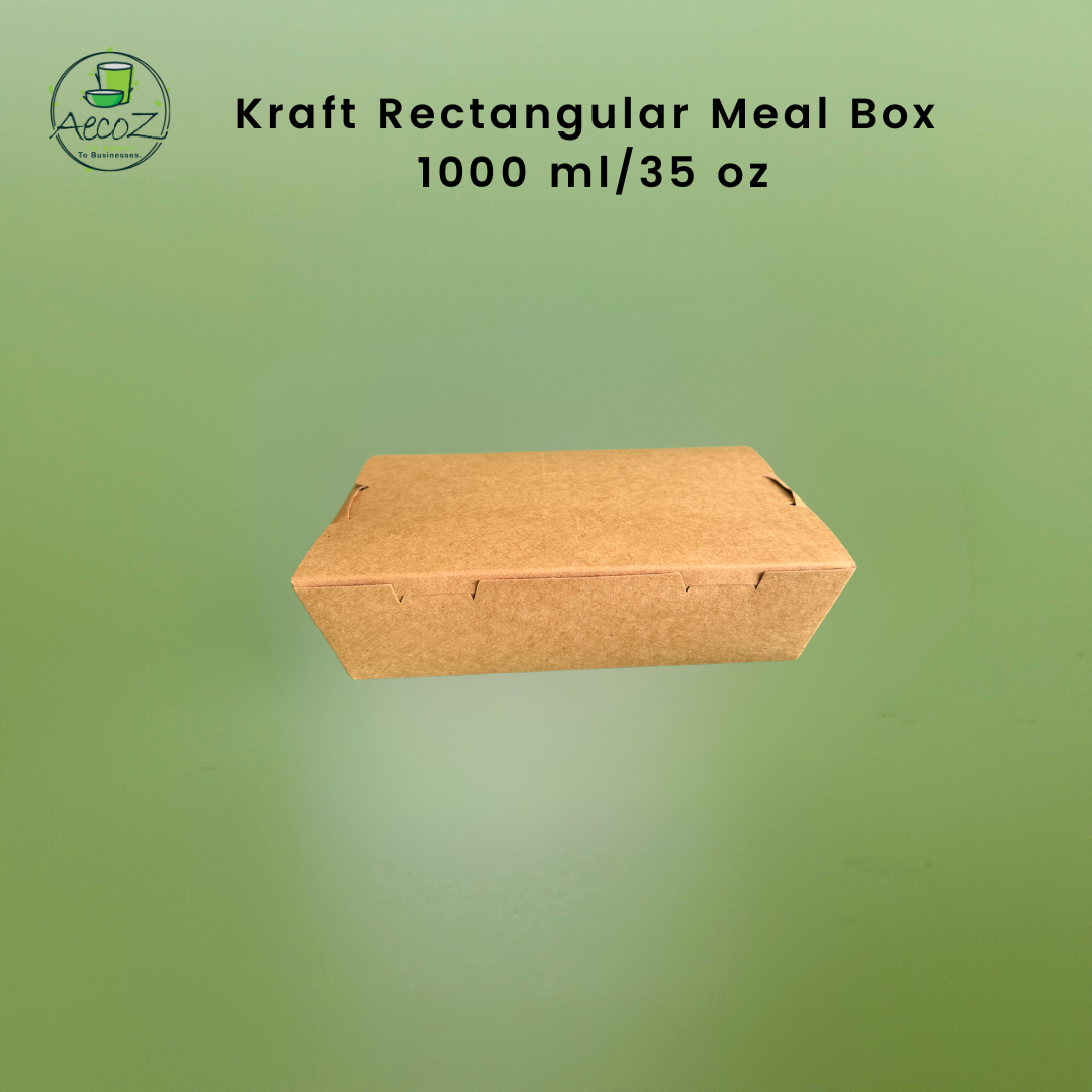 Kraft Rectangular Meal Box - 1000ml/34 oz - Box Kraft Rectangular Meal Box - 1000ml/34 oz - Box